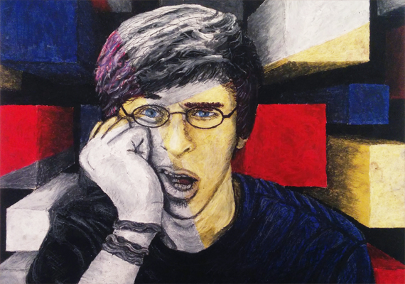 Oil pastel self-portrait.