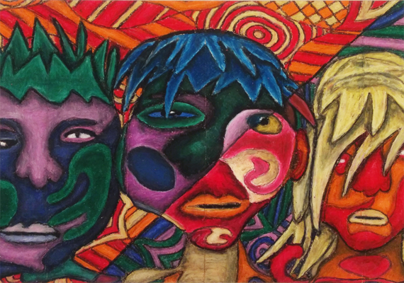 Picasso inspired oil pastel.