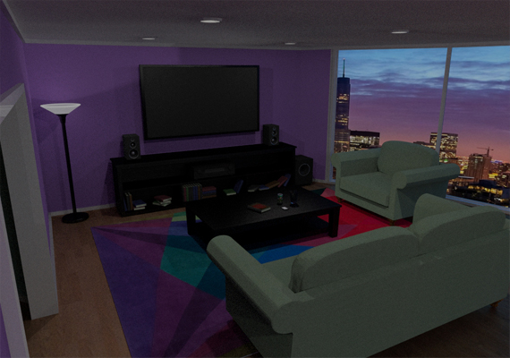 This is the finished living room area of <i>Avocado Anomaly</i>'s environment.