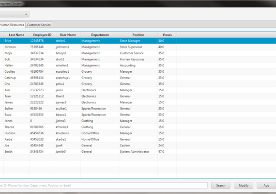 Final implemented interface for an application developed in my Software Engineering class at Georgia State University. This is the Employee View page